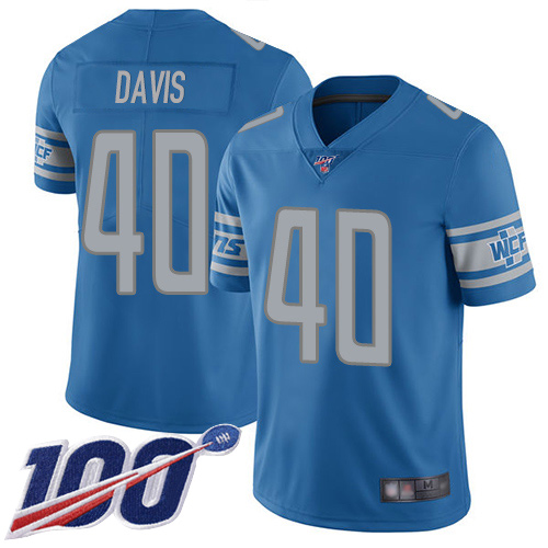 Detroit Lions Limited Blue Men Jarrad Davis Home Jersey NFL Football 40 100th Season Vapor Untouchable